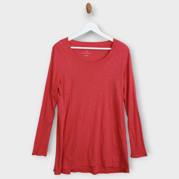 J Jill Shirt Womens Small Coral Pima Scoop-Neck Elliptical Tunic Casual Pullover - Picture 1 of 5